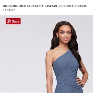 David’s Bridal One Shoulder Dress - Steel Blue